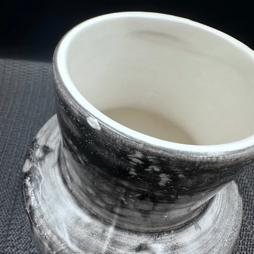 Made For Retail Ceramic Vase Black White Glaze Abstract Decor 7in 234-25-9913
